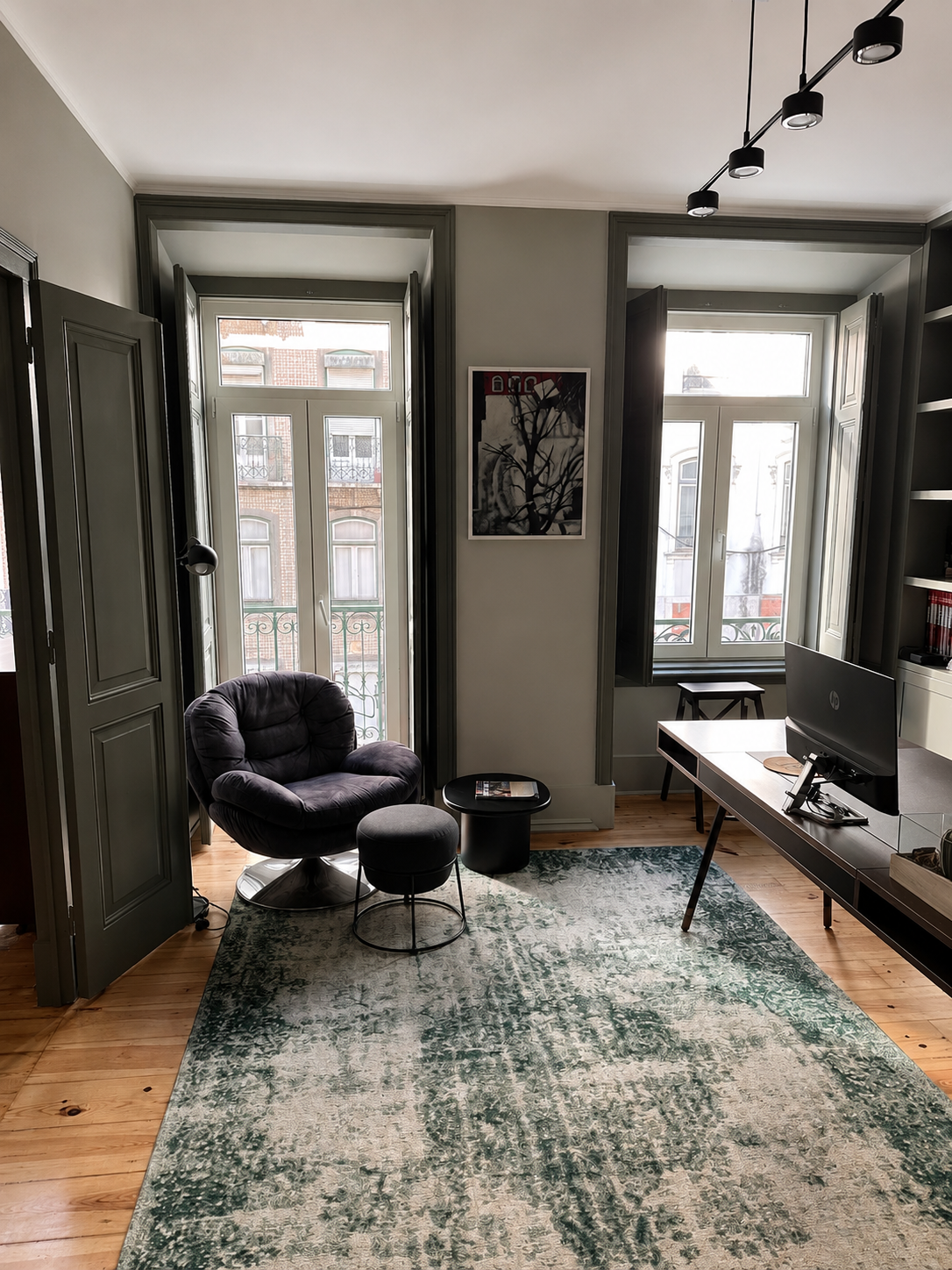 Shades of Grey — historic Lisbon apartment, grey palette and architectural mouldings