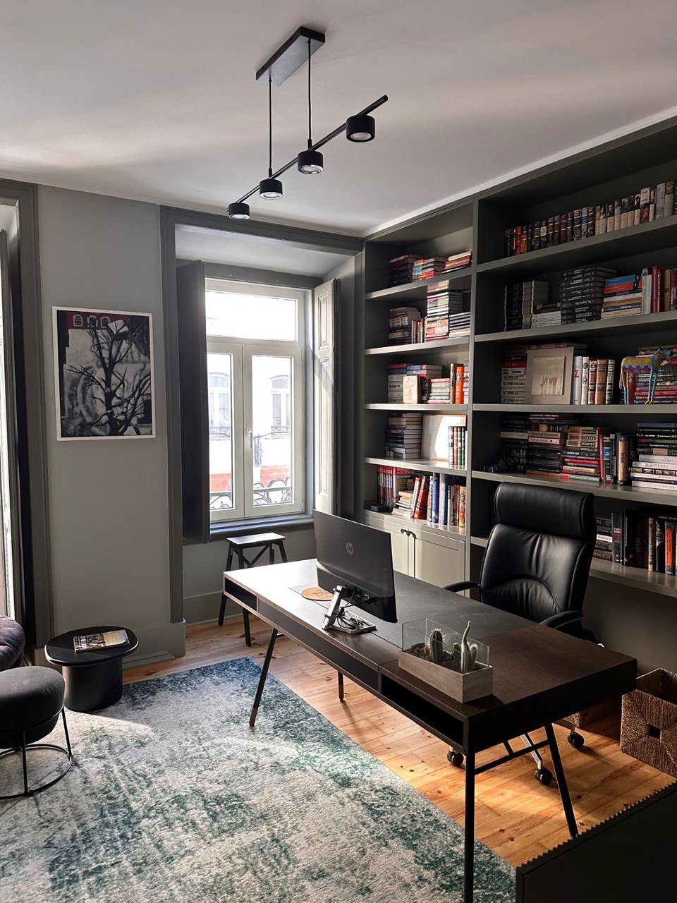 Study with built-in bookshelves and desk — Shades of Grey, Lisbon
